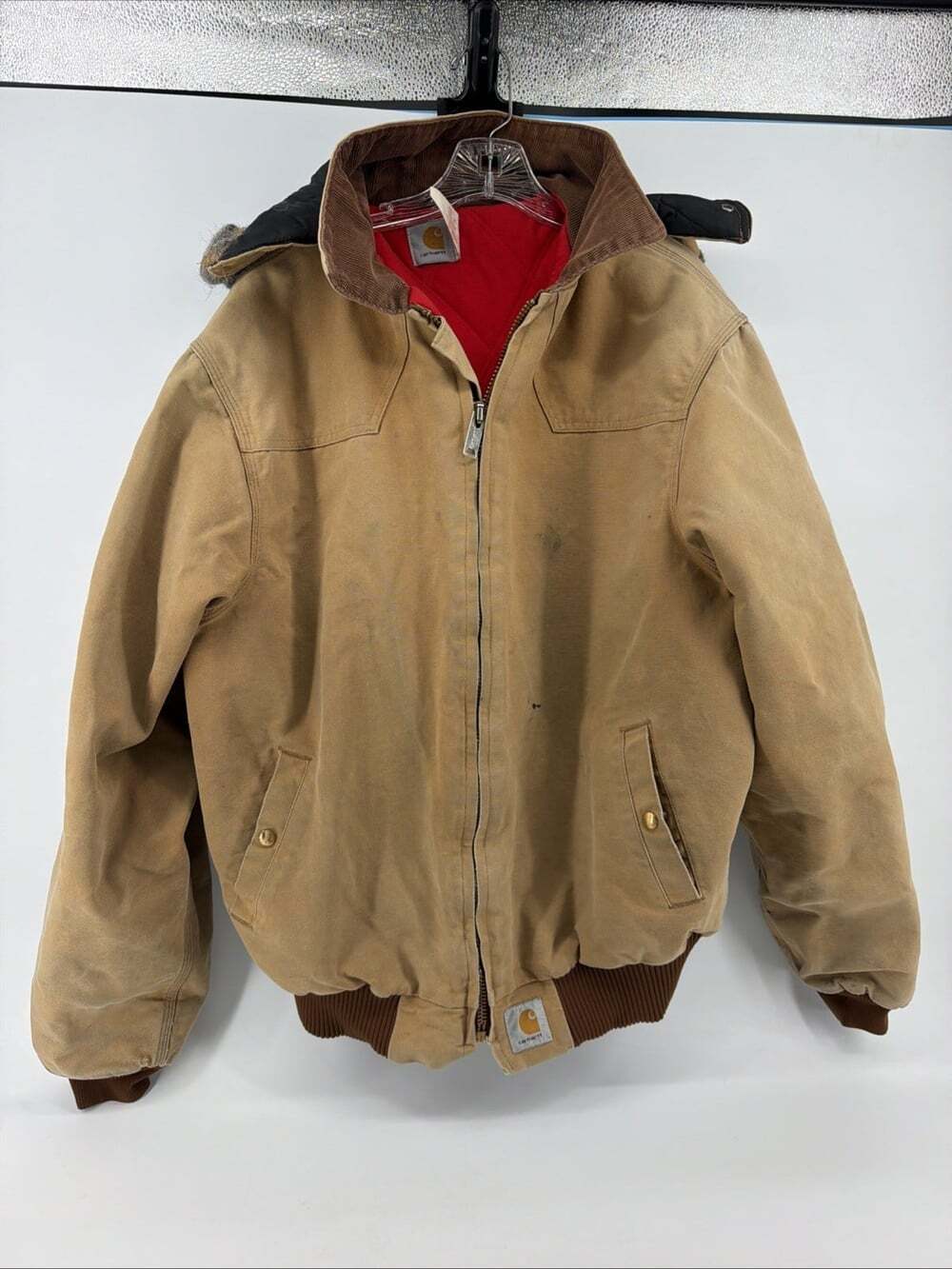 VTG 1992 Carhartt Santa Fe JQ176 Corduroy Collared Jacket Men’s 2XL Quilted Hood